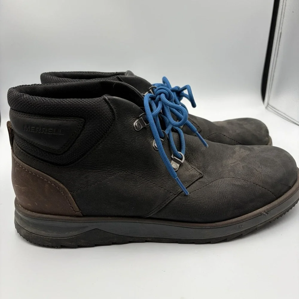 Merrell Epiction Chukka Boots Men's Size 12 Black Leather Lace Up  Hiking‎ Shoes